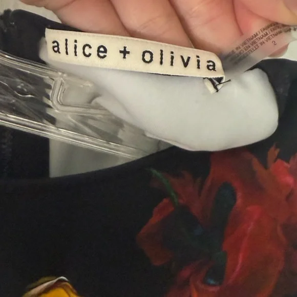 Alice + Olivia Wynell A-Line Mini Dress in Social Hour Black 2 - Picture 7 of 8